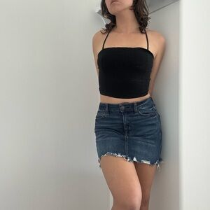 Garage black backless tank top